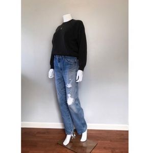 Worn In Boyfriend Jeans Distressed Work Wear Denim